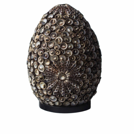 Lampe coquillage Boho - Ovale torsadé chocolat - 20 cm