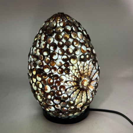 Lampe coquillage Boho - Ovale torsadé chocolat - 20 cm