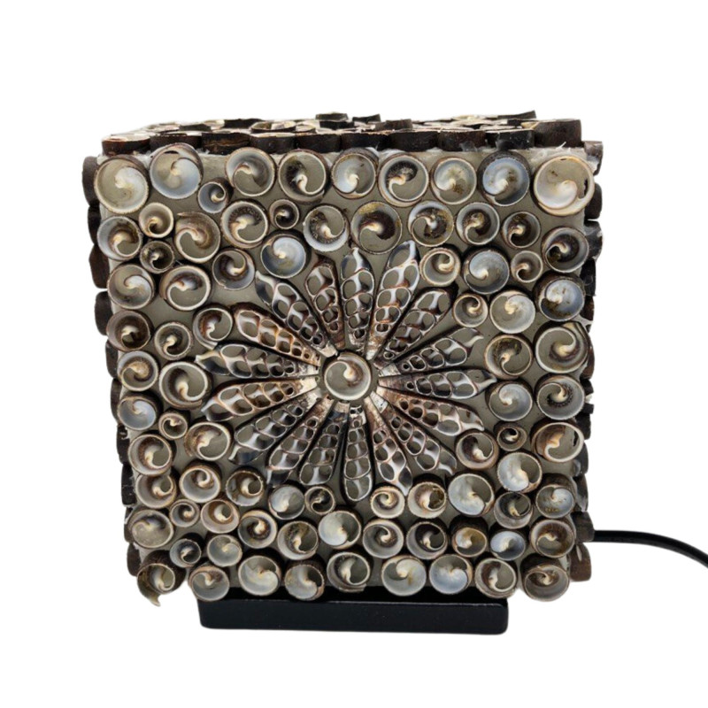 Lampe coquillage Boho - Carré torsadé chocolat - 15 cm