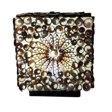 Lampe coquillage Boho - Carré torsadé chocolat - 15 cm