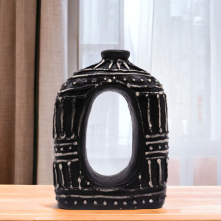 Vase ovale en forme de donut - Chocolat 23 cm