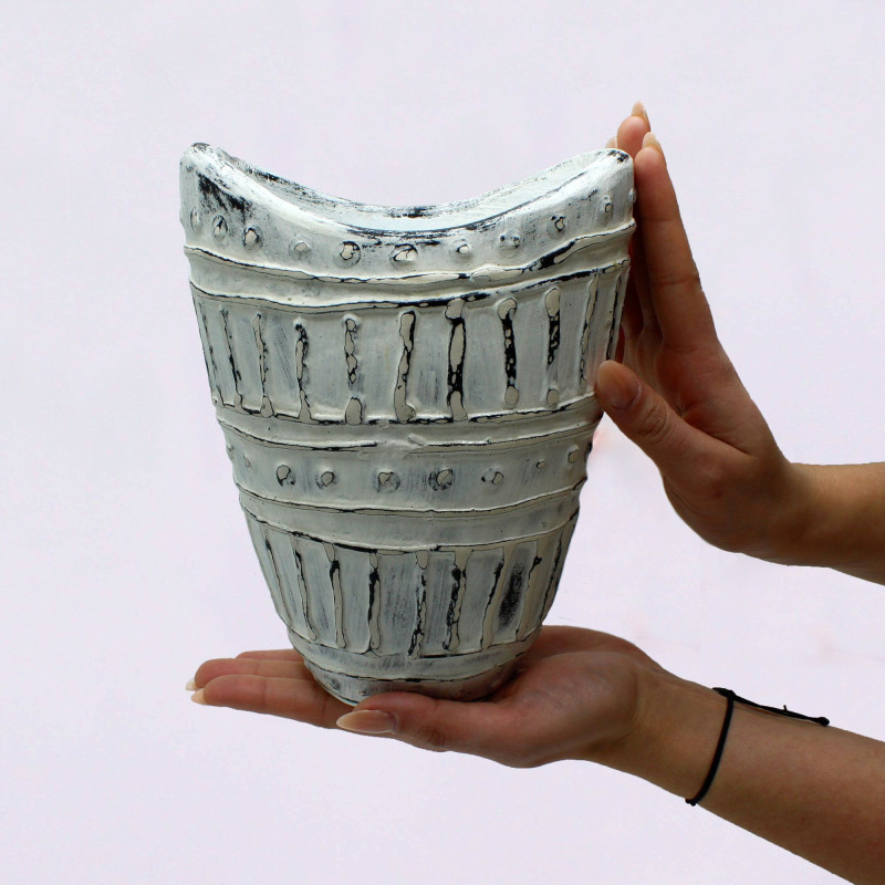 Vase à col large - Crème 22 cm