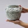 Pot de fleurs en argile grecque avec poignées - Crème 15 cm