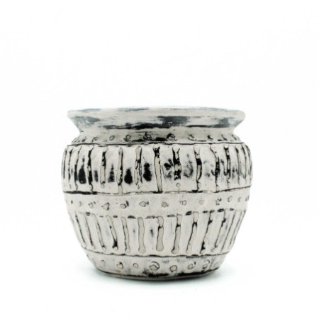 Pot de fleurs en argile grecque - Crème 12 cm