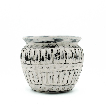 Pot de fleurs en argile grecque - Crème 12 cm