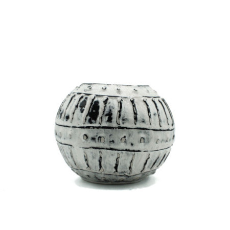 Pot de fleurs en argile grecque à bulles - Crème 10 cm