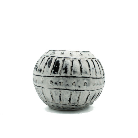 Pot de fleurs en argile grecque à bulles - Crème 10 cm