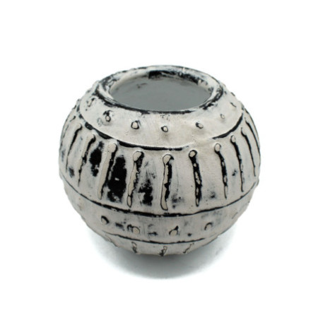 Pot de fleurs en argile grecque à bulles - Crème 10 cm