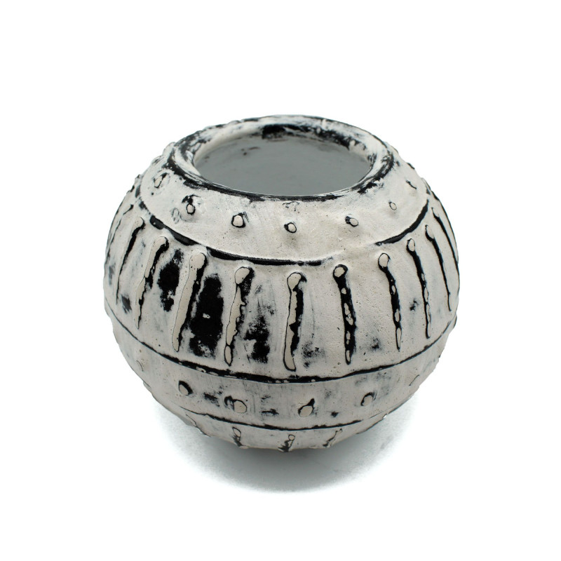Pot de fleurs en argile grecque à bulles - Crème 10 cm