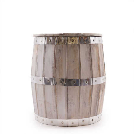 Tabouret en tonneau de bière - Blanchi à la chaux