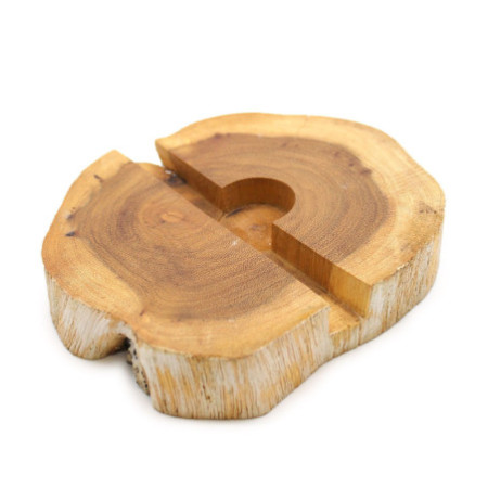 Grand support de téléphone en bois Gamal - Blanchi à la chaux