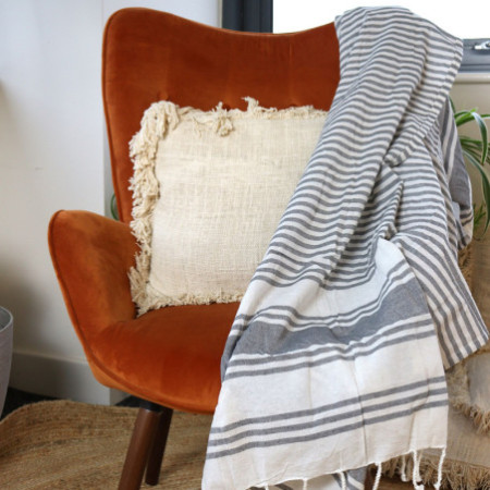 Serviette de spa Hamman - Anthracite - 90x170cm