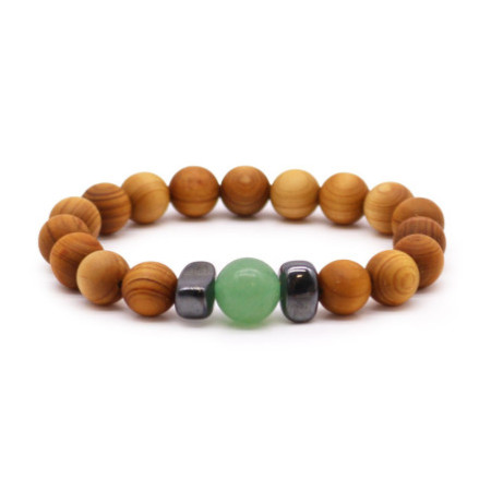 Bracelet chakra sacré en bois de cèdre avec aventurine
