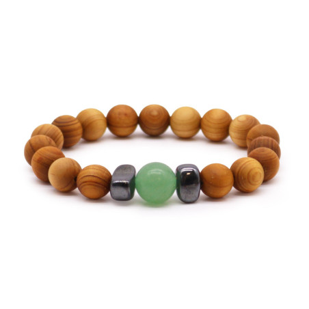 Bracelet chakra sacré en bois de cèdre avec aventurine