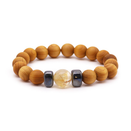 Bracelet chakra du plexus solaire en bois de cèdre avec citrine