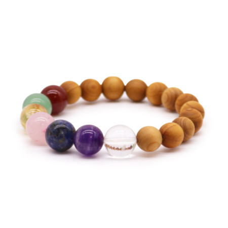 Bracelet en bois de cèdre et sept chakras