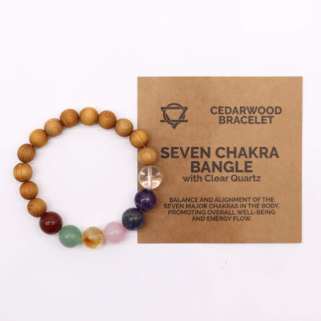 Bracelet en bois de cèdre et sept chakras