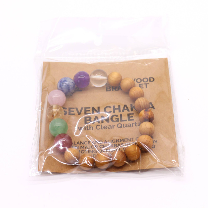 Bracelet en bois de cèdre et sept chakras