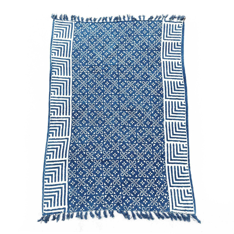 Tapis indigo fait main - 170x120cm - Kasba Tiles