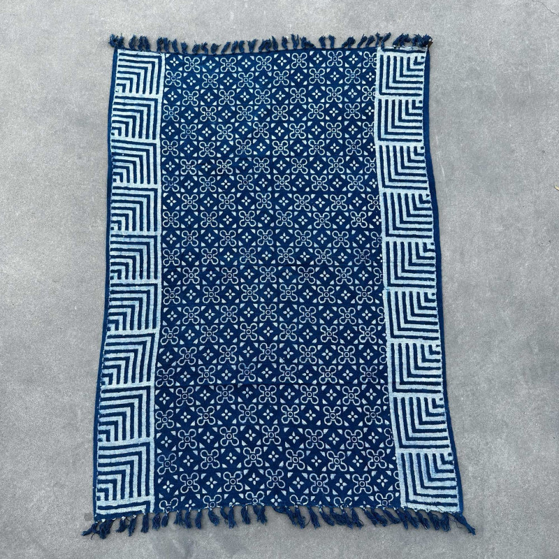Tapis indigo fait main - 170x120cm - Kasba Tiles
