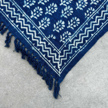 Tapis indigo fait main - 170x120cm - Fleur de Chhota