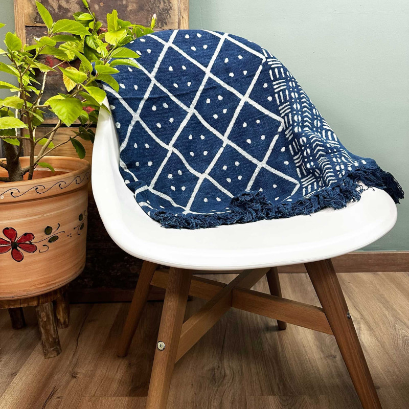 Tapis indigo fait main - 170x120cm - Midnight Heerak