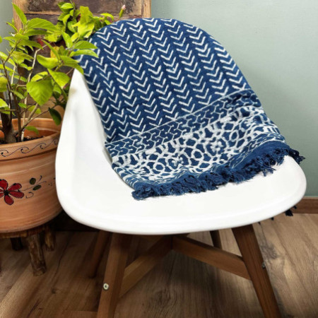 Tapis indigo fait main - 170x120cm - Seedha Arrows