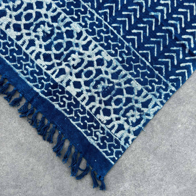 Tapis indigo fait main - 170x120cm - Seedha Arrows