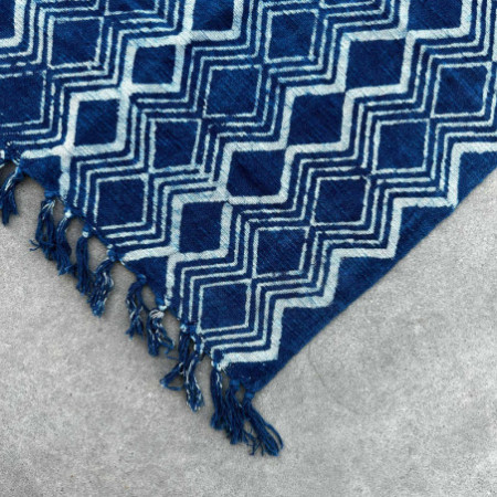 Tapis de couloir indigo fait main - 170 x 60 cm - Motif Heerak