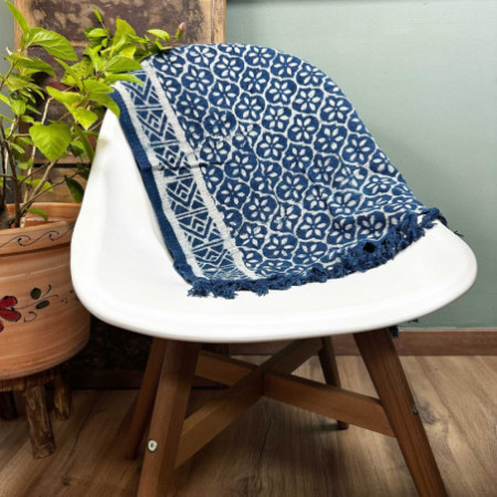 Tapis de couloir indigo fait main - 170 x 60 cm - Madjid Tiles
