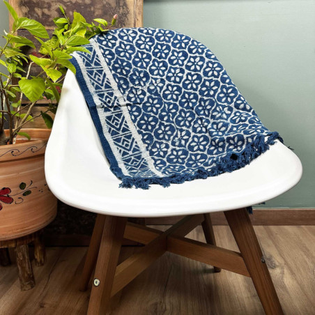 Tapis de couloir indigo fait main - 170 x 60 cm - Madjid Tiles