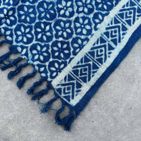 Tapis de couloir indigo fait main - 170 x 60 cm - Madjid Tiles