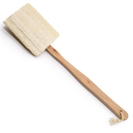 Brosse à long manche en luffa
