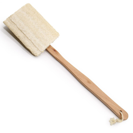 Brosse à long manche en luffa