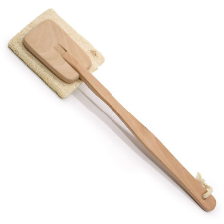 Brosse à long manche en luffa