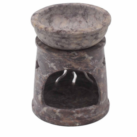 Petit brûle-parfum en stéatite 8 cm - Soleil et étoiles