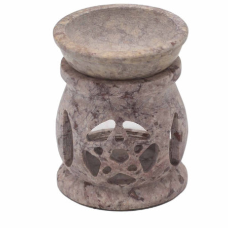 Petit brûleur à huile en stéatite 8 cm - Pentagone à trois lunes