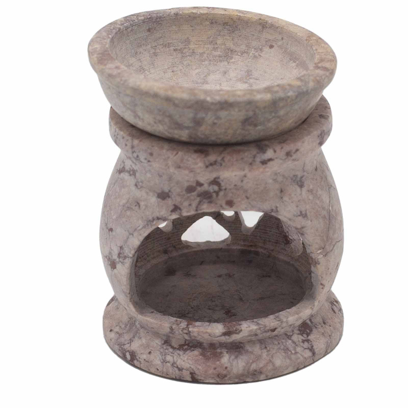 Petit brûleur à huile en stéatite 8 cm - Pentagone à trois lunes