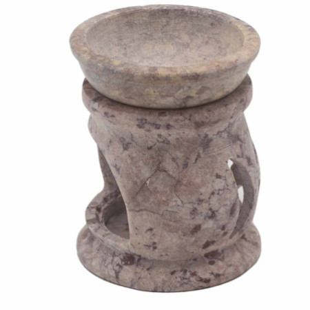 Petit brûleur à huile en stéatite 8 cm - Pentagone à trois lunes
