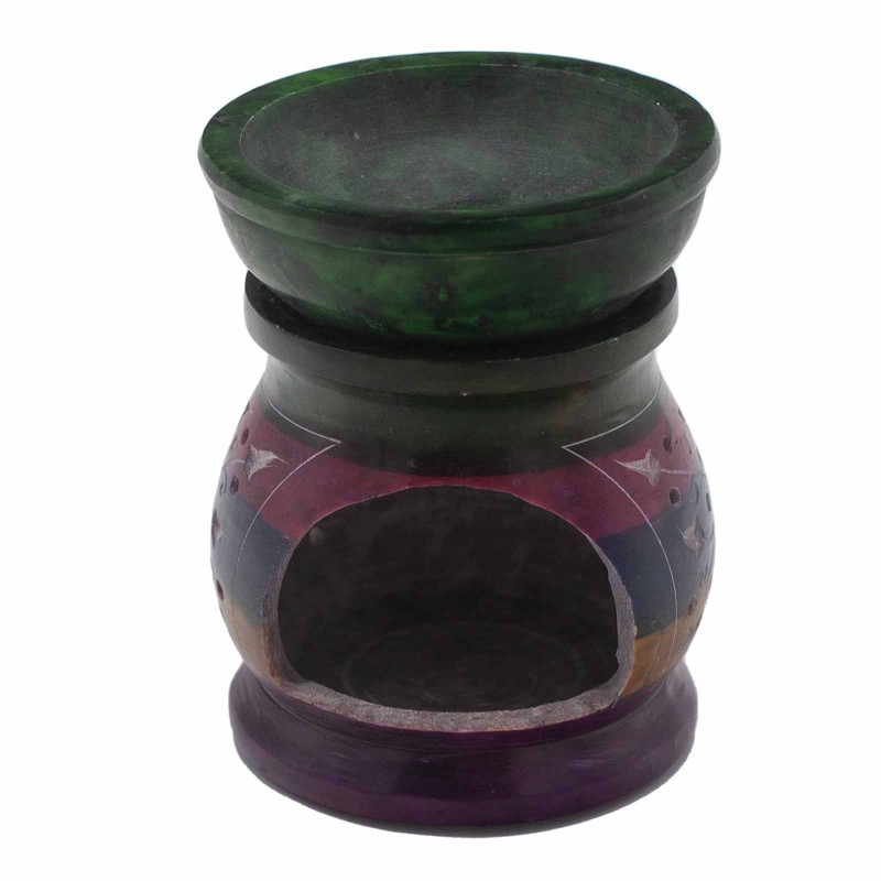 Brûleur à huile en stéatite 10 cm - Fleur de vie - Cinq couleurs
