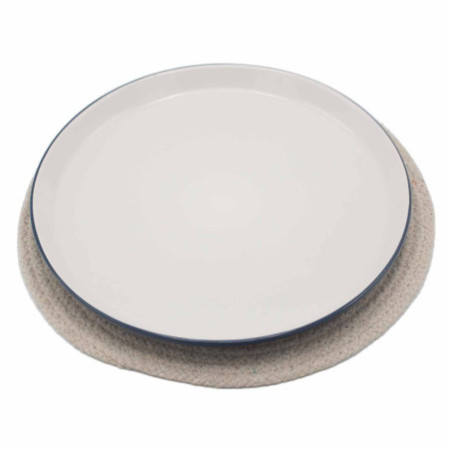 Set de table naturel - Jute et coton 30 cm - Bordure ivoire