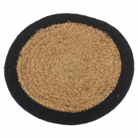 Set de table naturel - Jute et coton 30 cm - Bordure noire