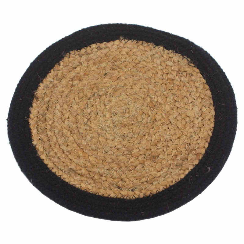 Set de table naturel - Jute et coton 30 cm - Bordure noire
