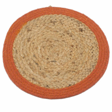 Set de table naturel - Jute et coton 30 cm - Bordure en argile