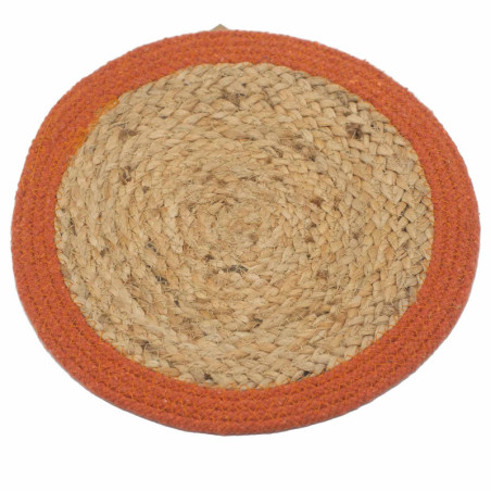Set de table naturel - Jute et coton 30 cm - Bordure en argile