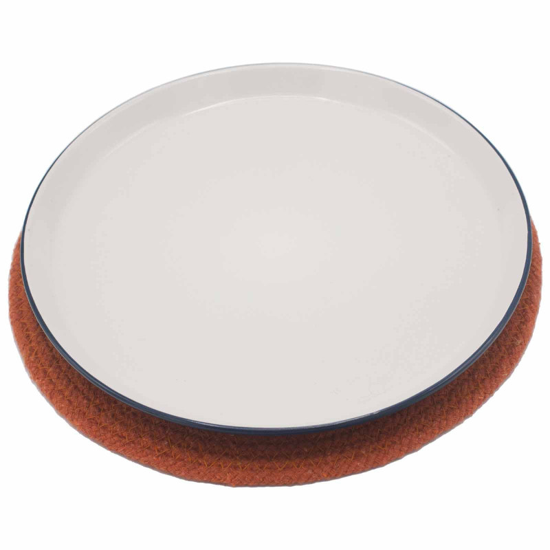 Set de table naturel - Jute et coton 30 cm - Bordure en argile