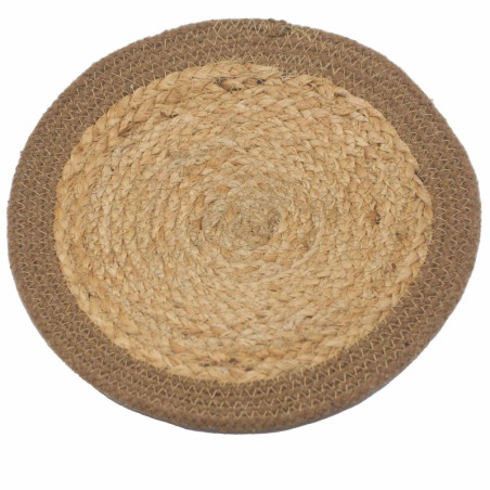 Set de table naturel - Jute et coton 30 cm - Bordure naturelle
