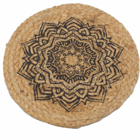 Set de table naturel - Jute 30 cm - Imprimé Mandala