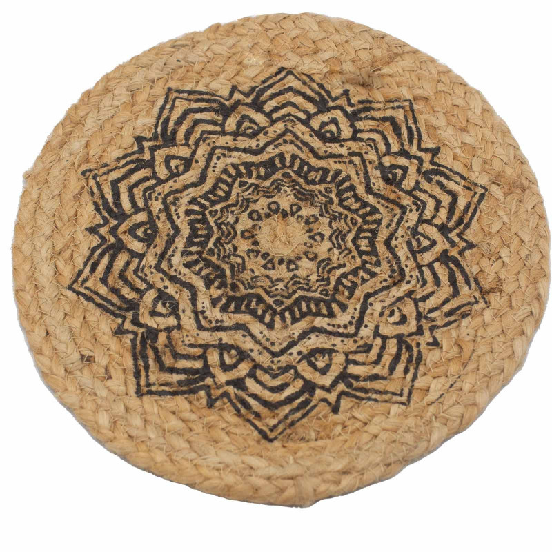 Set de table naturel - Jute 30 cm - Imprimé Mandala