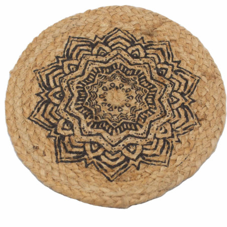 Set de table naturel - Jute 30 cm - Imprimé Mandala